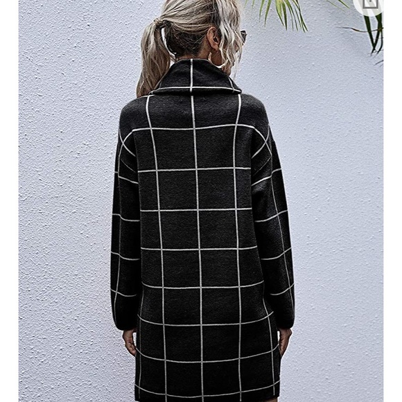 PLAID BLACK WHITE SWEATER DRESS NWT - Picture 6 of 6